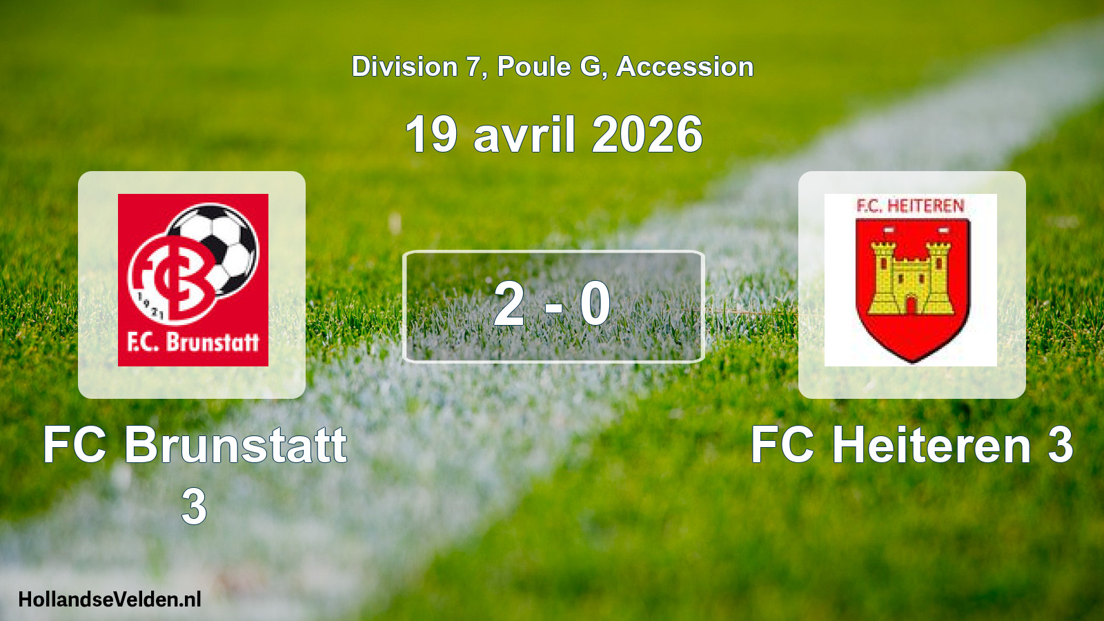 Gespeelde wedstrijd: FC Brunstatt 3 - FC Heiteren 3 2 - 0 (19 april 2026)