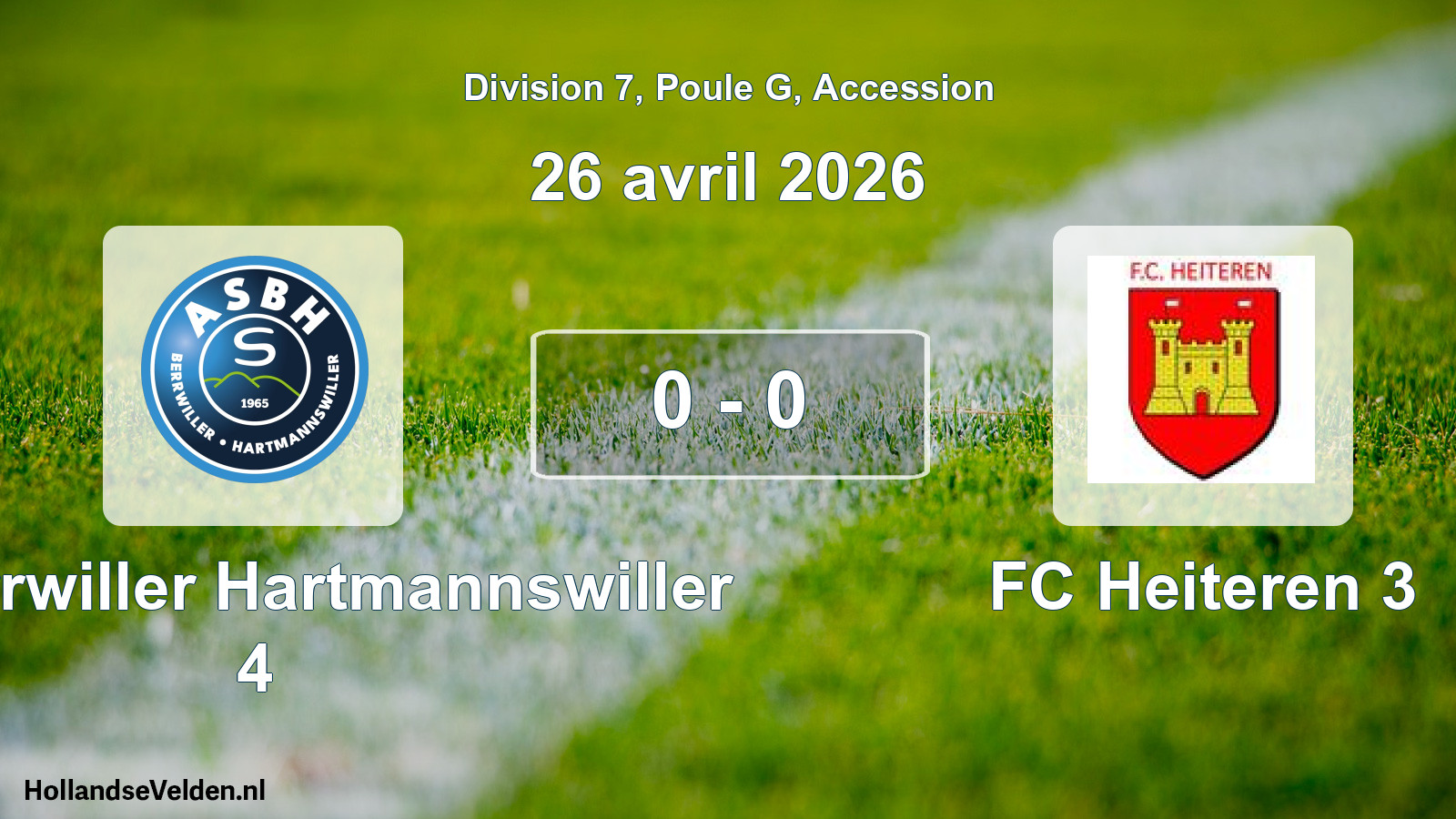 Gespeelde wedstrijd: AS Berrwiller Hartmannswiller 4 - FC Heiteren 3 0 - 0 (26 april 2026)