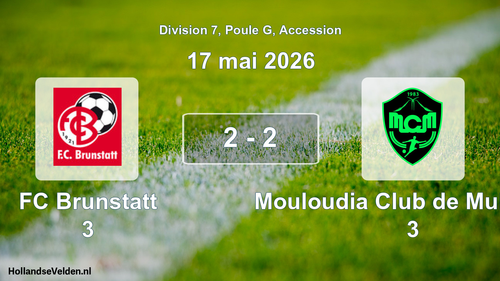 Gespeelde wedstrijd: FC Brunstatt 3 - Mouloudia Club de Mulhouse 3 2 - 2 (17 mei 2026)