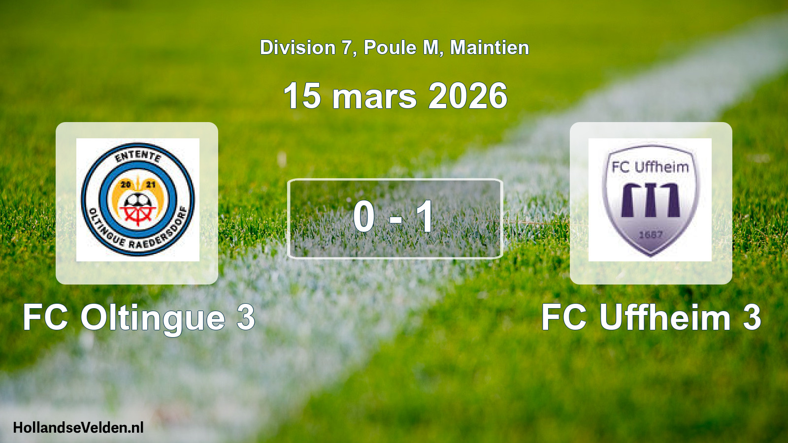 Gespeelde wedstrijd: FC Oltingue 3 - FC Uffheim 3 0 - 1 (15 maart 2026)
