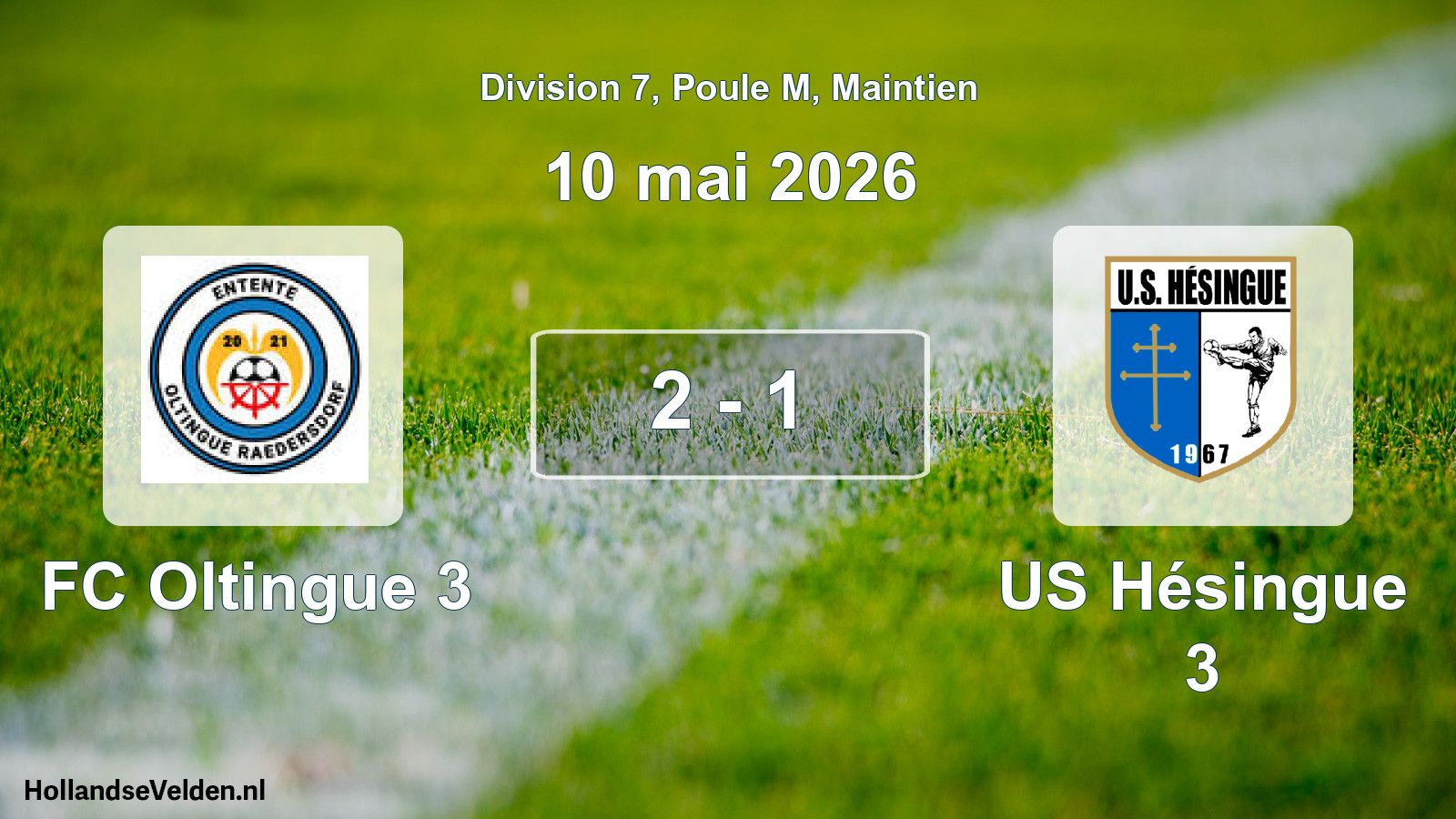 Gespeelde wedstrijd: FC Oltingue 3 - US Hésingue 3 2 - 1 (10 mei 2026)
