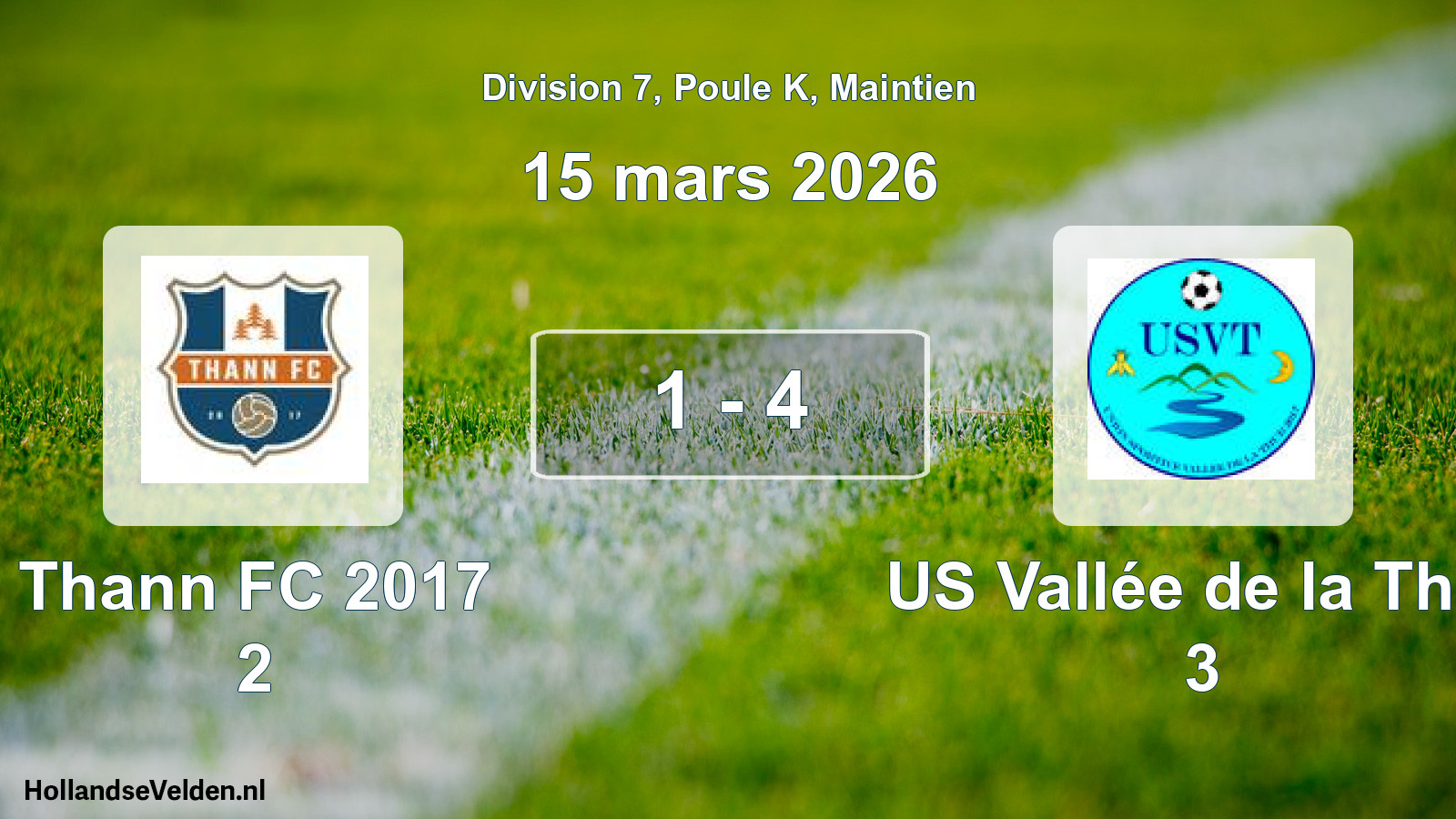 Gespeelde wedstrijd: Thann FC 2017 2 - US Vallée de la Thur 3 1 - 4 (15 maart 2026)