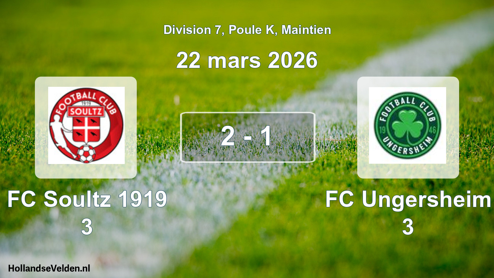 Gespeelde wedstrijd: FC Soultz 1919 3 - FC Ungersheim 3 2 - 1 (22 maart 2026)