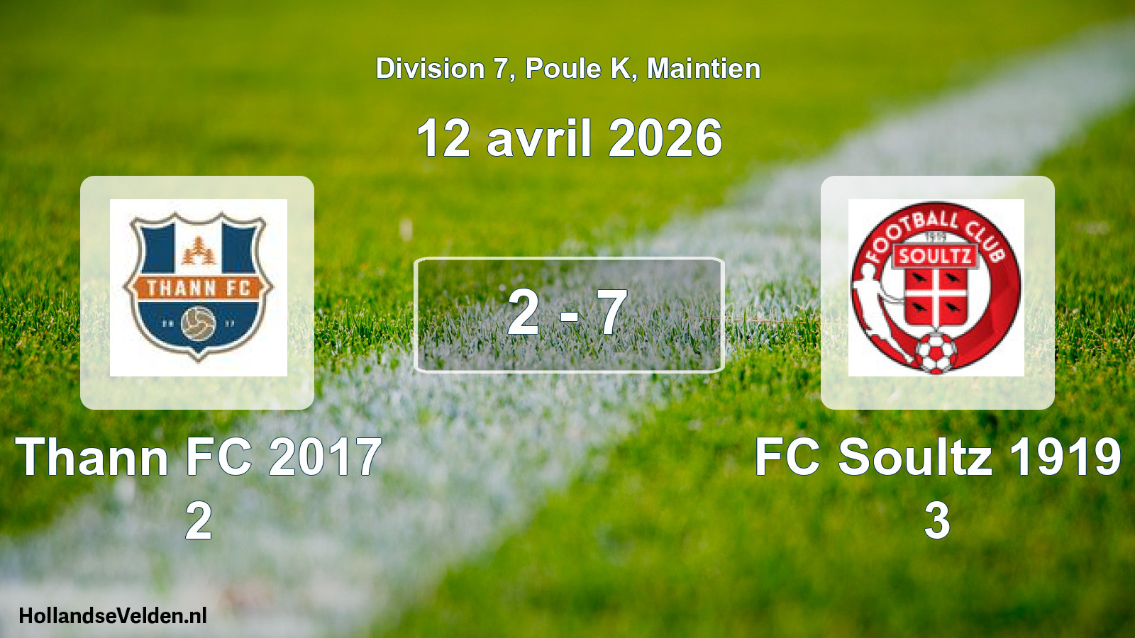Gespeelde wedstrijd: Thann FC 2017 2 - FC Soultz 1919 3 2 - 7 (12 april 2026)