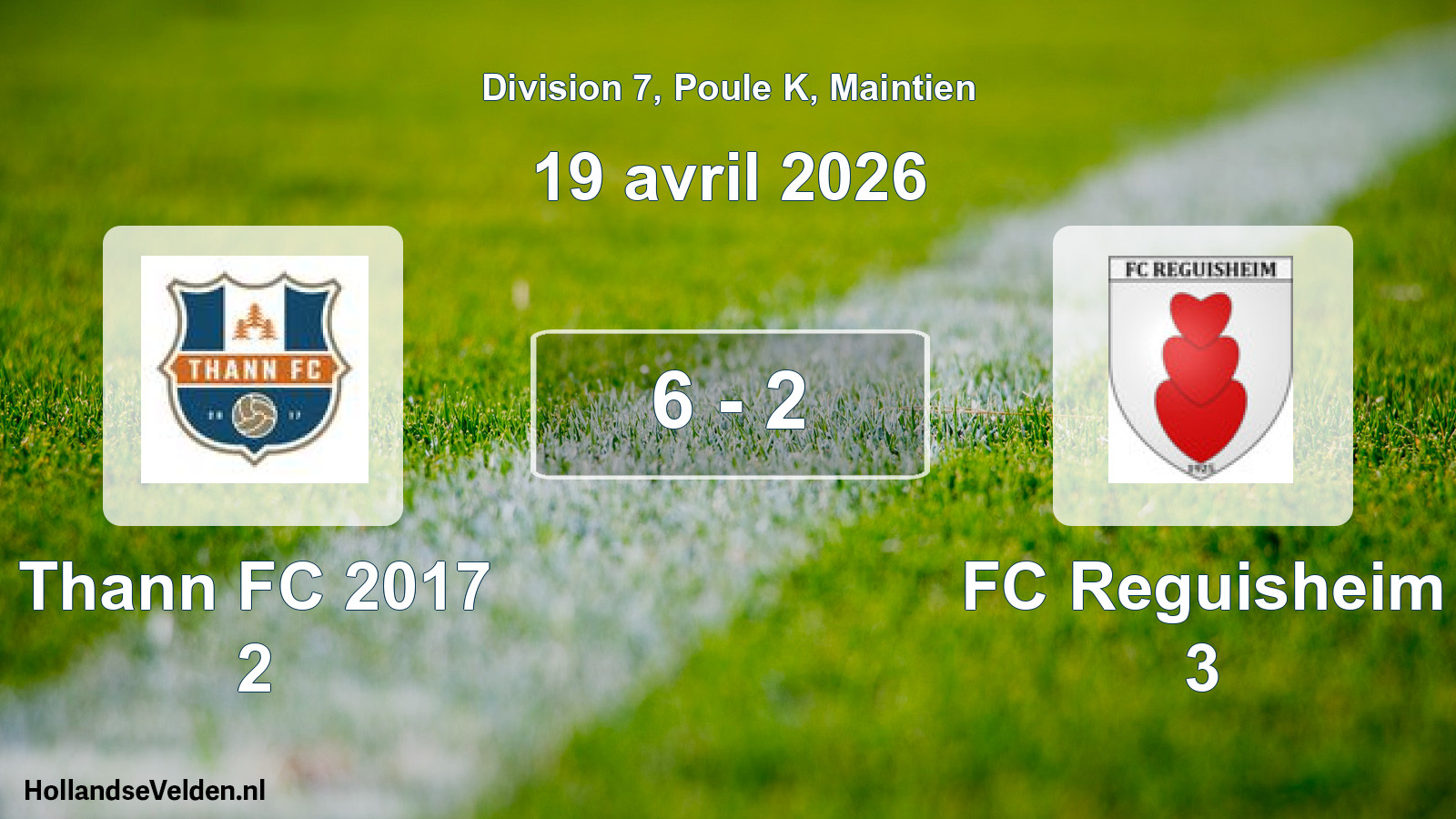 Gespeelde wedstrijd: Thann FC 2017 2 - FC Reguisheim 3 6 - 2 (19 april 2026)