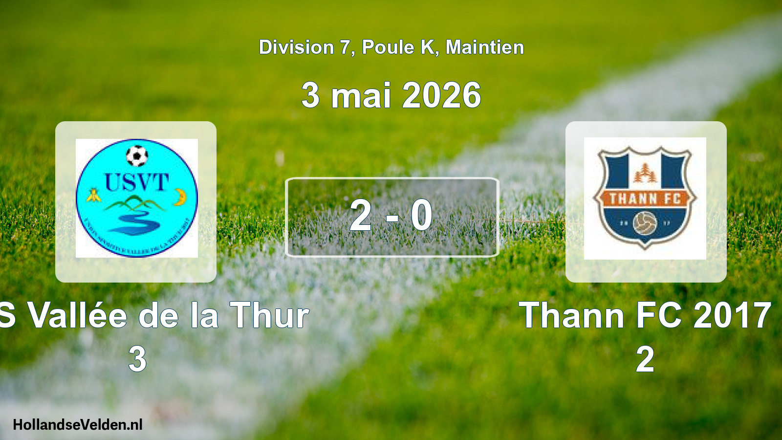 Gespeelde wedstrijd: US Vallée de la Thur 3 - Thann FC 2017 2 2 - 0 (3 mei 2026)