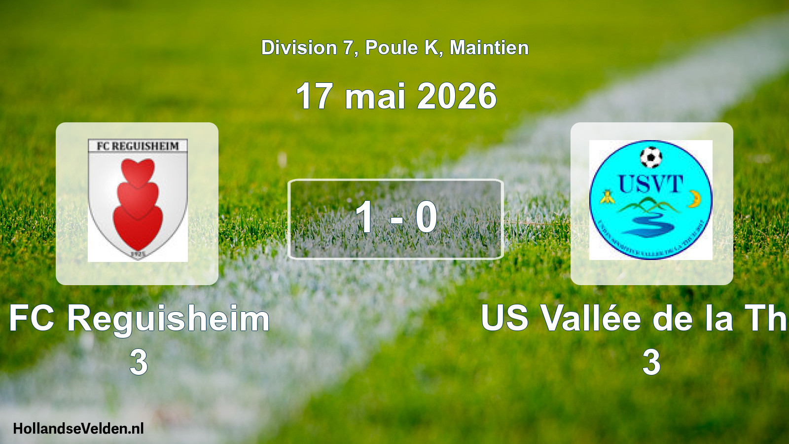 Gespeelde wedstrijd: FC Reguisheim 3 - US Vallée de la Thur 3 1 - 0 (17 mei 2026)