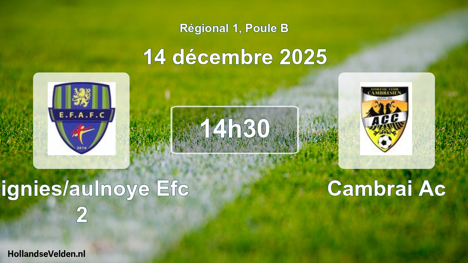 Geplande wedstrijd: Feignies/aulnoye Efc 2 - Cambrai Ac (14 décembre 2025)