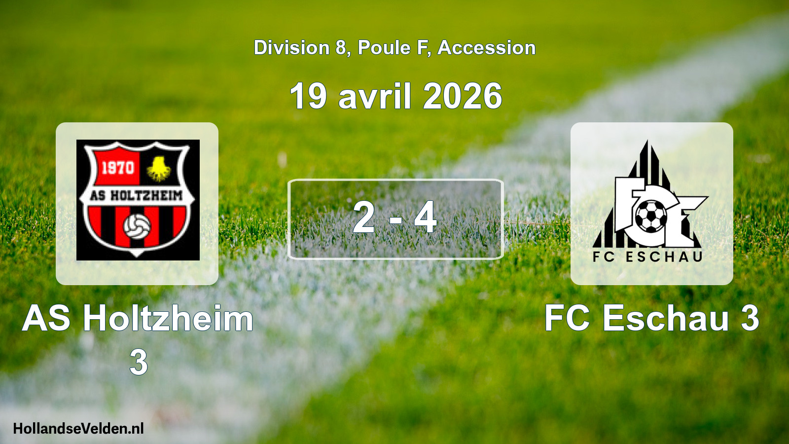 Gespeelde wedstrijd: AS Holtzheim 3 - FC Eschau 3 2 - 4 (19 april 2026)