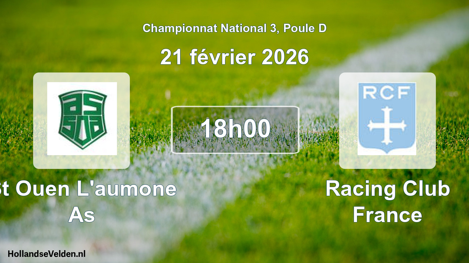 Geplande wedstrijd: St Ouen L'aumone As - Racing Club France (21 février 2026)