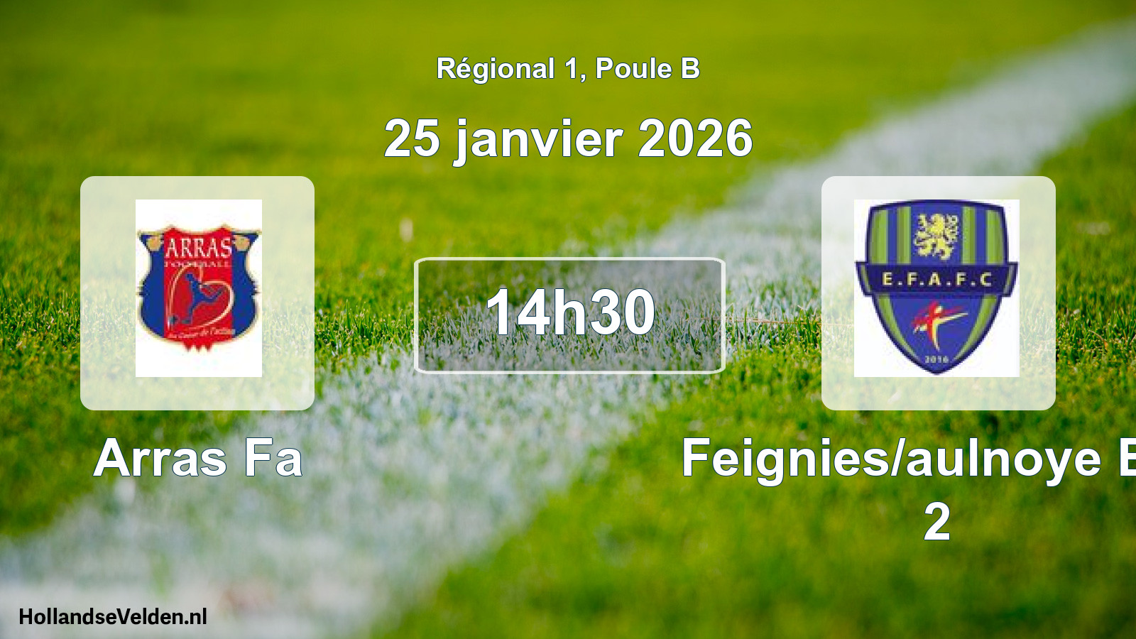 Scheduled Match: Arras Fa - Feignies/aulnoye Efc 2 (25 January 2026)