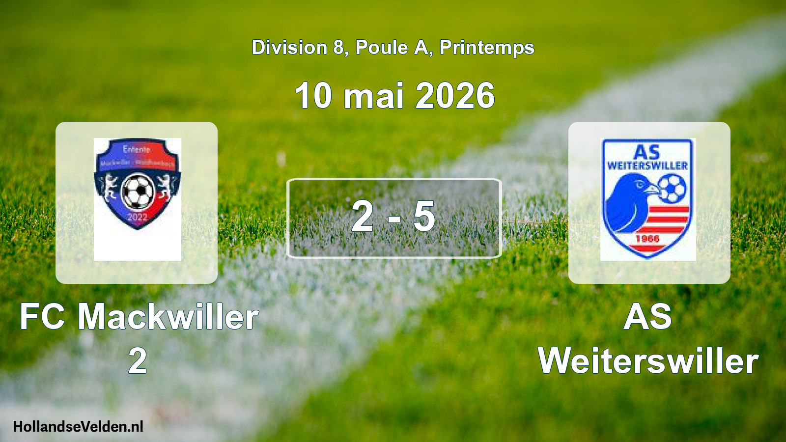 Gespeelde wedstrijd: FC Mackwiller 2 - AS Weiterswiller 2 - 5 (10 mei 2026)