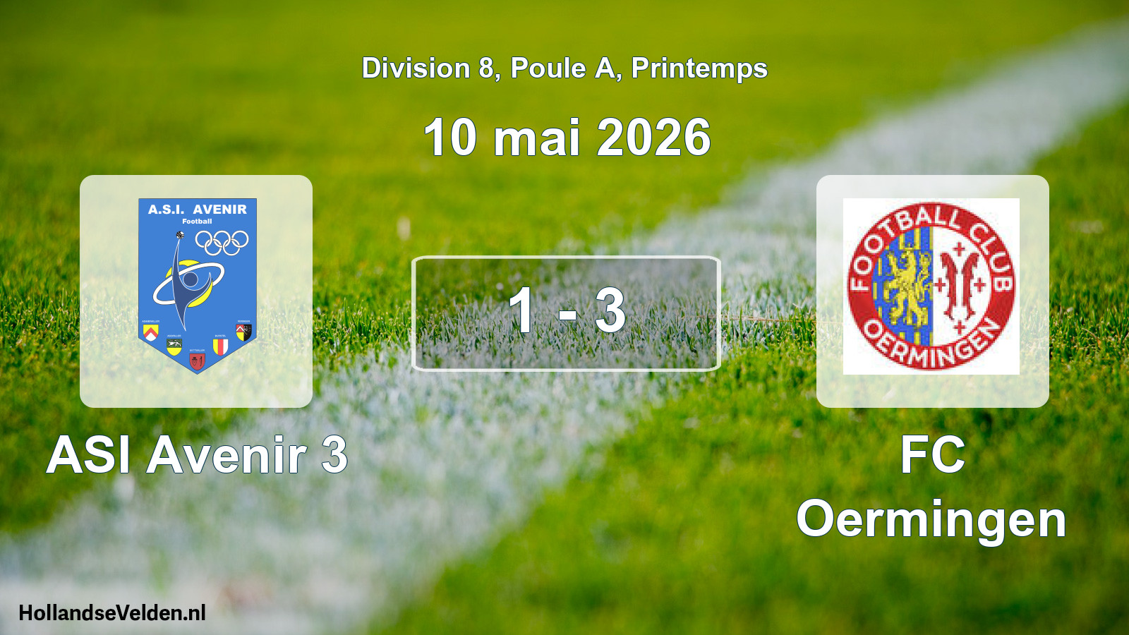 Gespeelde wedstrijd: ASI Avenir 3 - FC Oermingen 1 - 3 (10 mei 2026)