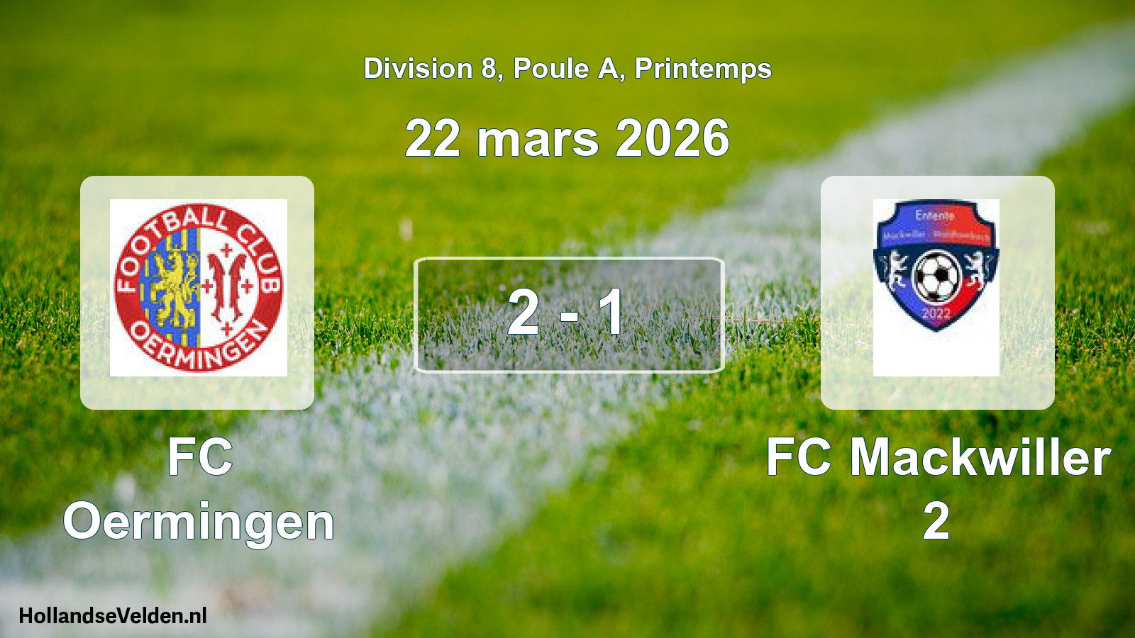 Gespeelde wedstrijd: FC Oermingen - FC Mackwiller 2 2 - 1 (22 maart 2026)