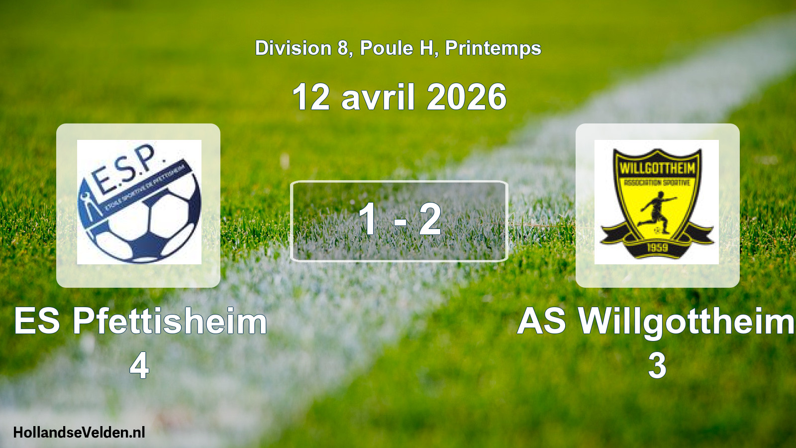 Gespeelde wedstrijd: ES Pfettisheim 4 - AS Willgottheim 3 1 - 2 (12 april 2026)