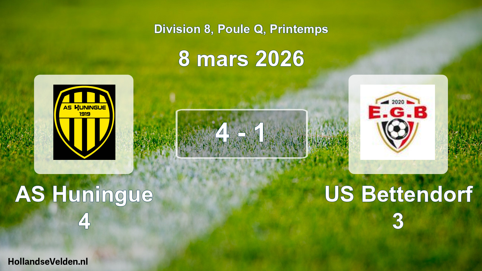 Gespeelde wedstrijd: AS Huningue 4 - US Bettendorf 3 4 - 1 (8 maart 2026)