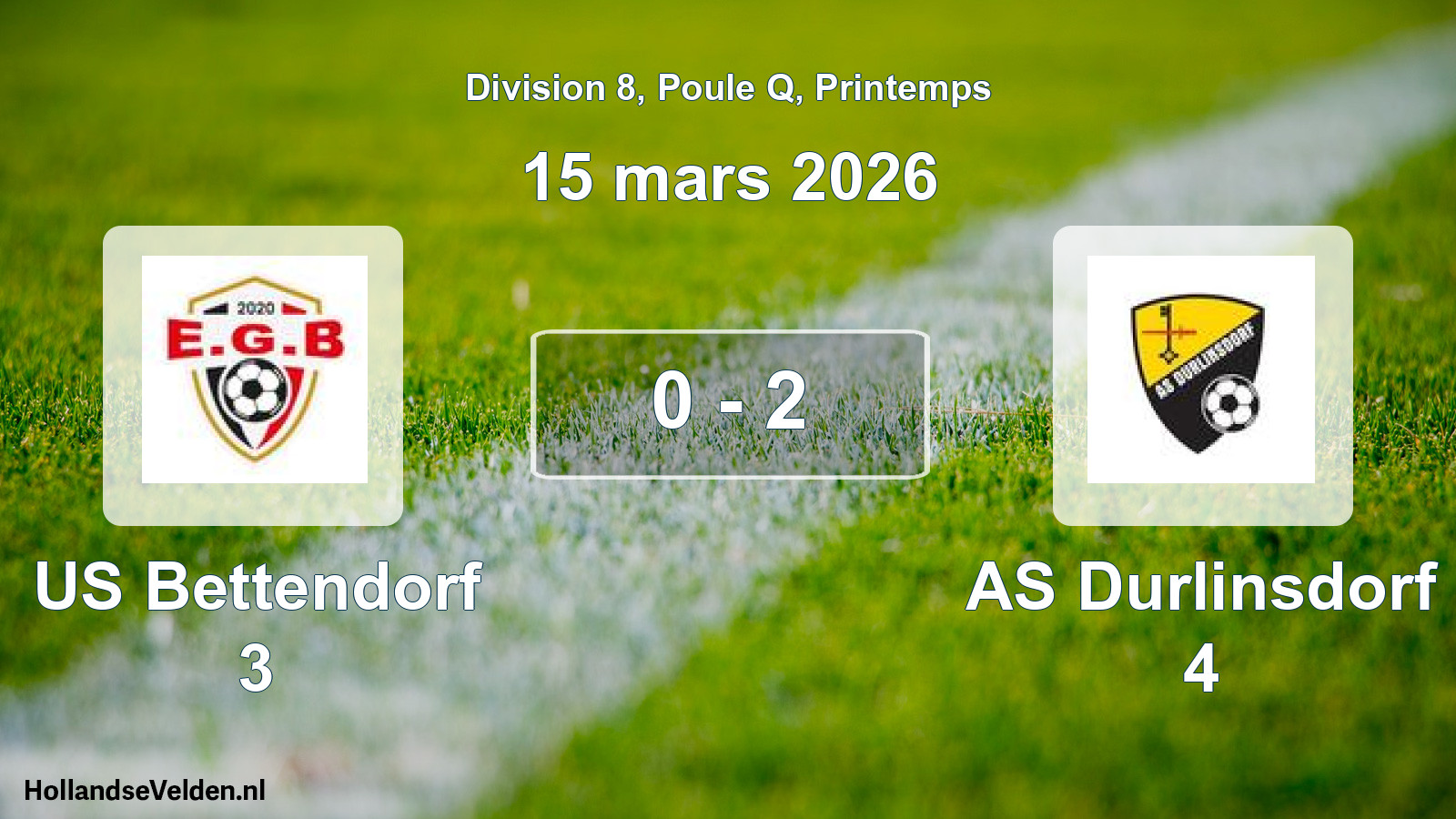 Gespeelde wedstrijd: US Bettendorf 3 - AS Durlinsdorf 4 0 - 2 (15 maart 2026)