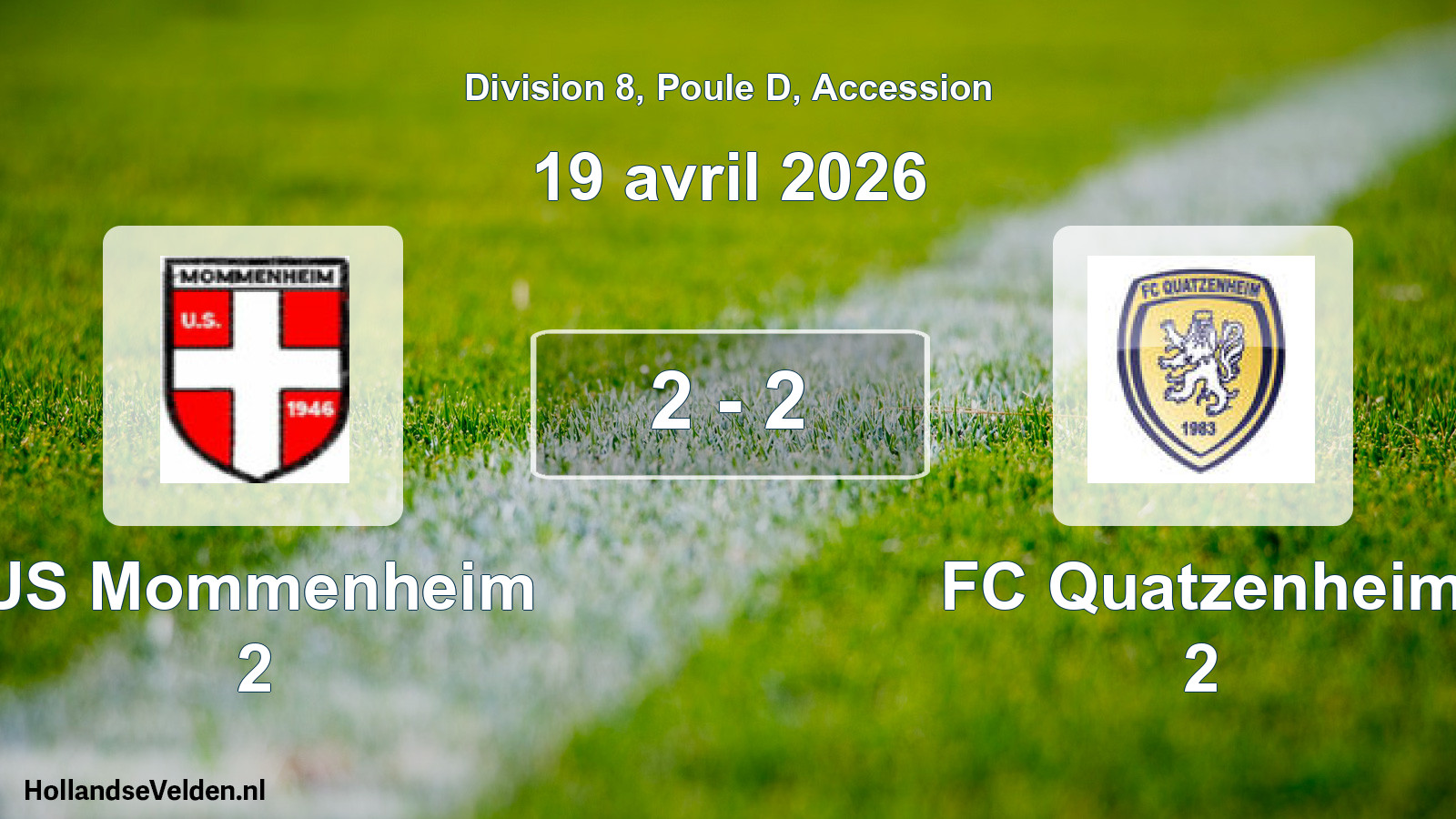 Gespeelde wedstrijd: US Mommenheim 2 - FC Quatzenheim 2 2 - 2 (19 april 2026)