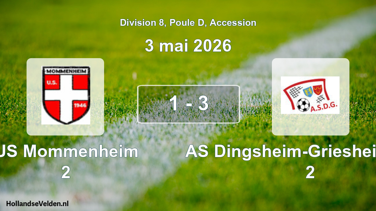 Gespeelde wedstrijd: US Mommenheim 2 - AS Dingsheim-Griesheim 1920 2 1 - 3 (3 mei 2026)