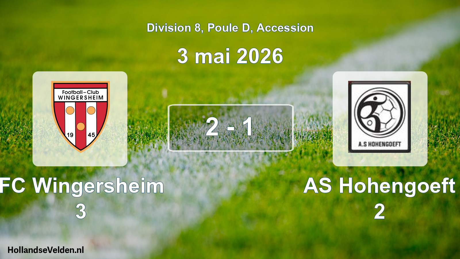 Gespeelde wedstrijd: FC Wingersheim 3 - AS Hohengoeft 2 2 - 1 (3 mei 2026)