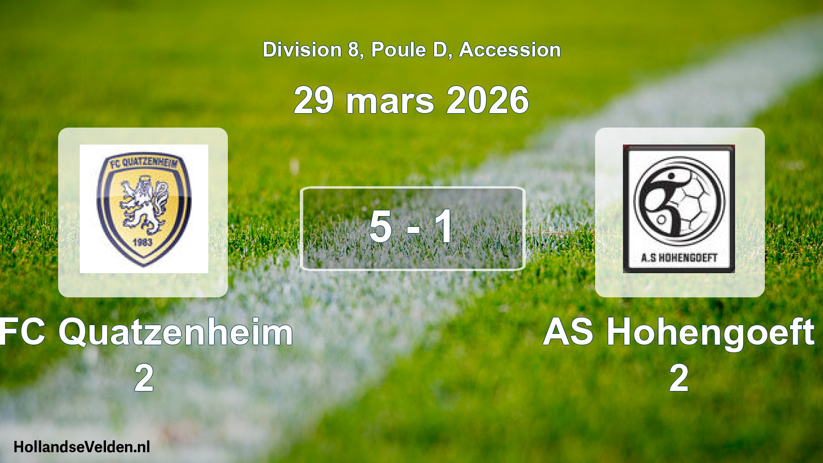 Gespeelde wedstrijd: FC Quatzenheim 2 - AS Hohengoeft 2 5 - 1 (29 maart 2026)