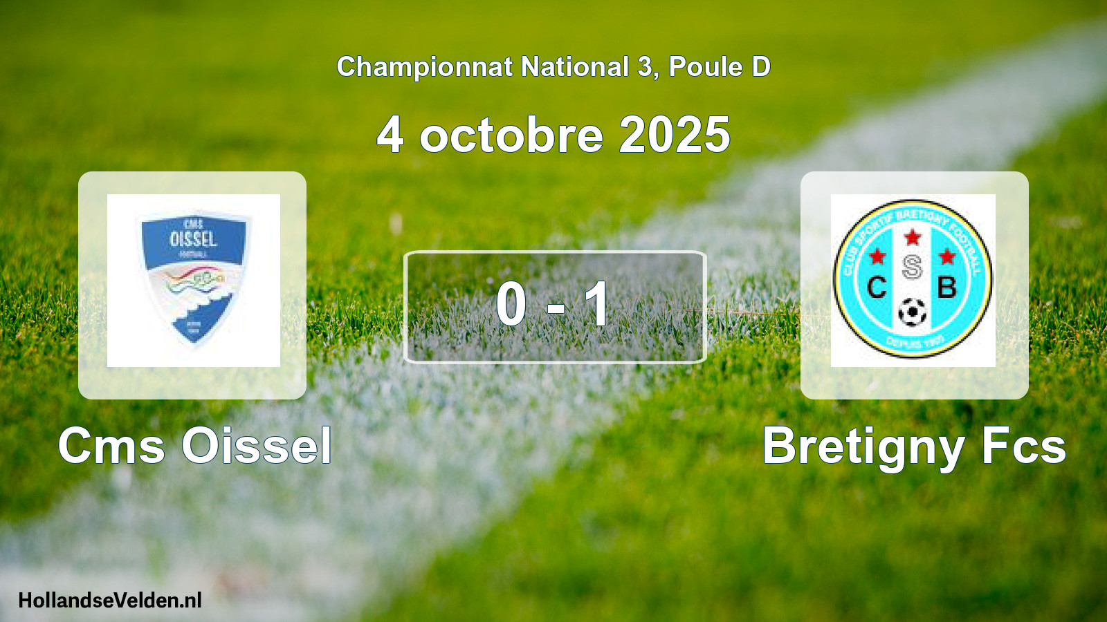 Gespeelde wedstrijd: Cms Oissel - Bretigny Fcs 0 - 1 (4 octobre 2025)