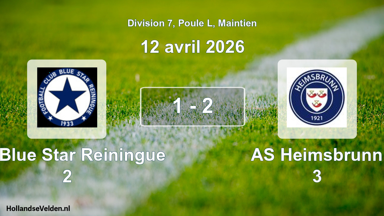 Gespeelde wedstrijd: FC Blue Star Reiningue 2 - AS Heimsbrunn 3 1 - 2 (12 april 2026)