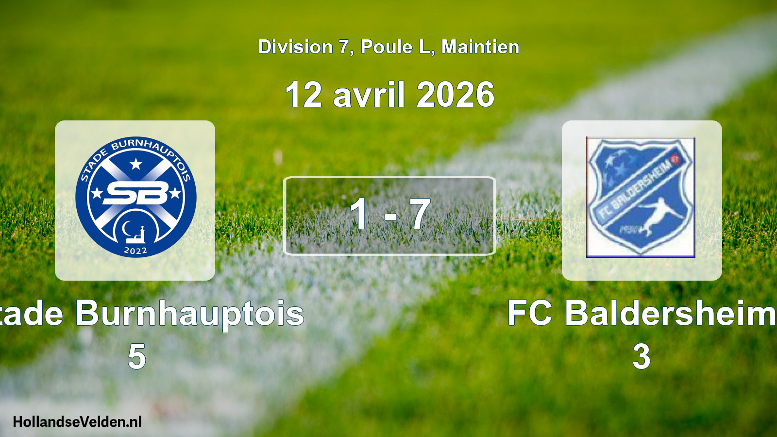 Gespeelde wedstrijd: Stade Burnhauptois 5 - FC Baldersheim 3 1 - 7 (12 april 2026)
