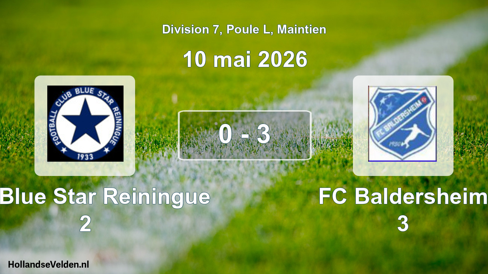 Gespeelde wedstrijd: FC Blue Star Reiningue 2 - FC Baldersheim 3 0 - 3 (10 mei 2026)