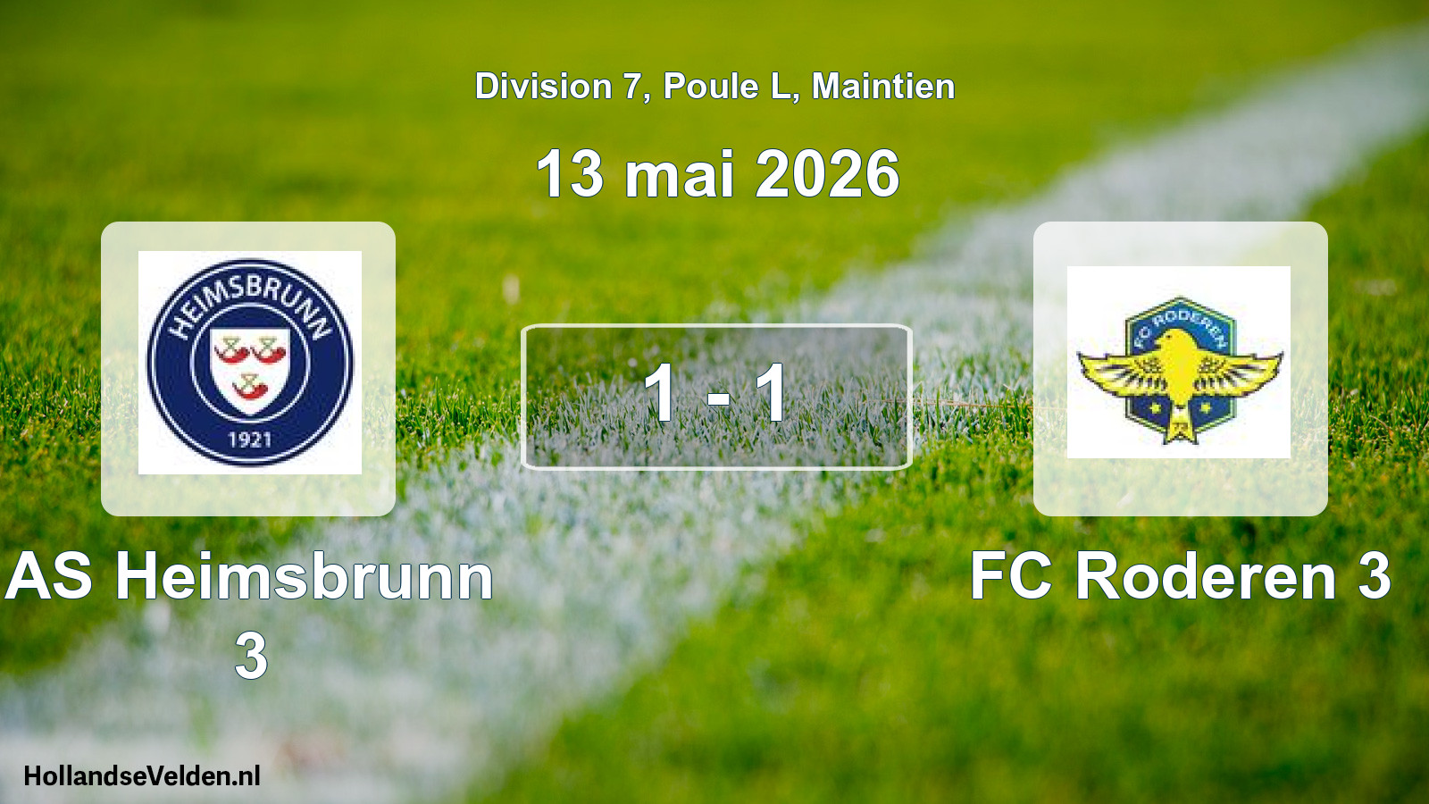 Gespeelde wedstrijd: AS Heimsbrunn 3 - FC Roderen 3 1 - 1 (13 mei 2026)
