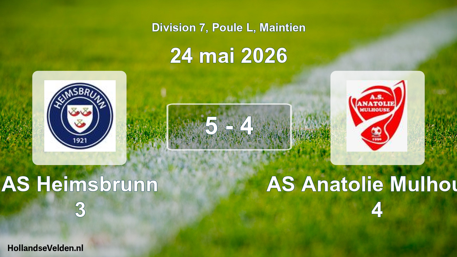 Gespeelde wedstrijd: AS Heimsbrunn 3 - AS Anatolie Mulhouse 4 5 - 4 (24 mei 2026)