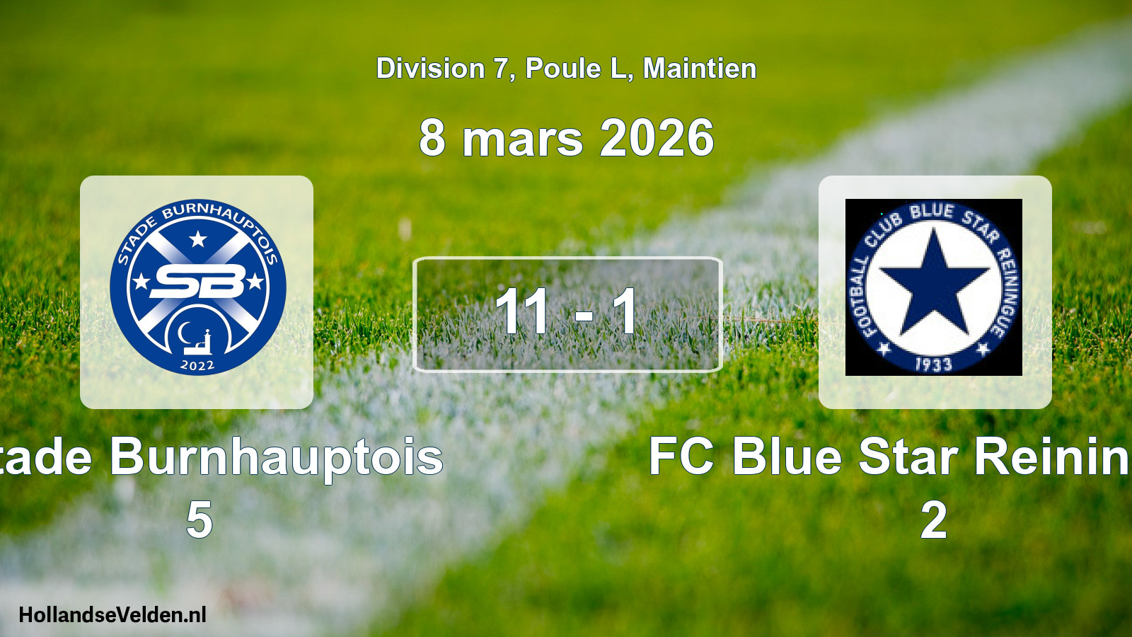 Gespeelde wedstrijd: Stade Burnhauptois 5 - FC Blue Star Reiningue 2 11 - 1 (8 maart 2026)