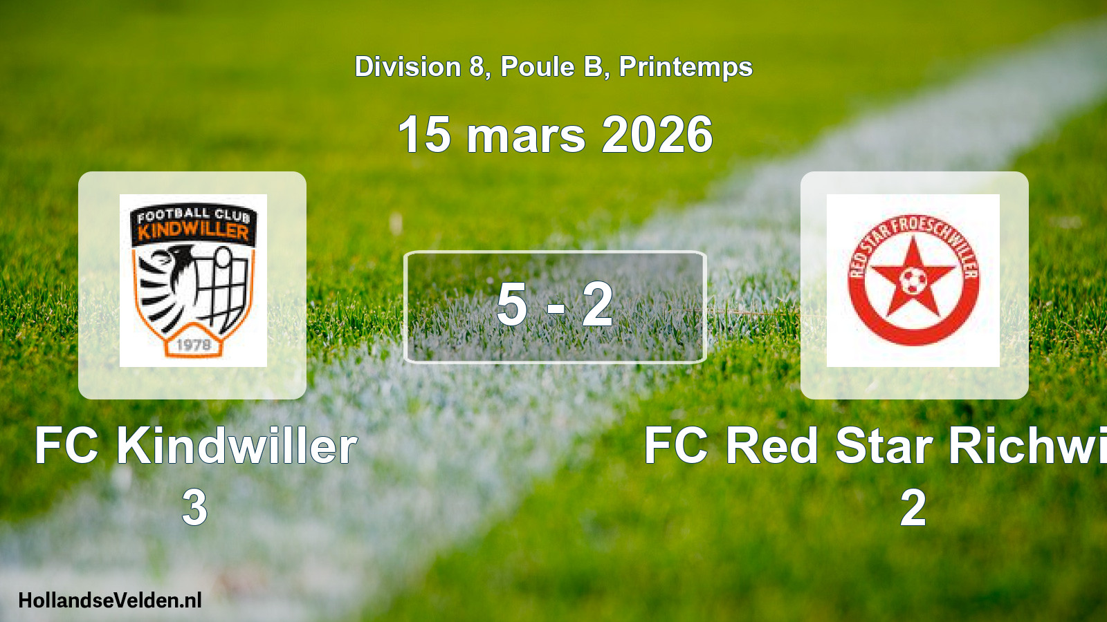 Gespeelde wedstrijd: FC Kindwiller 3 - FC Red Star Richwiller 2 5 - 2 (15 maart 2026)