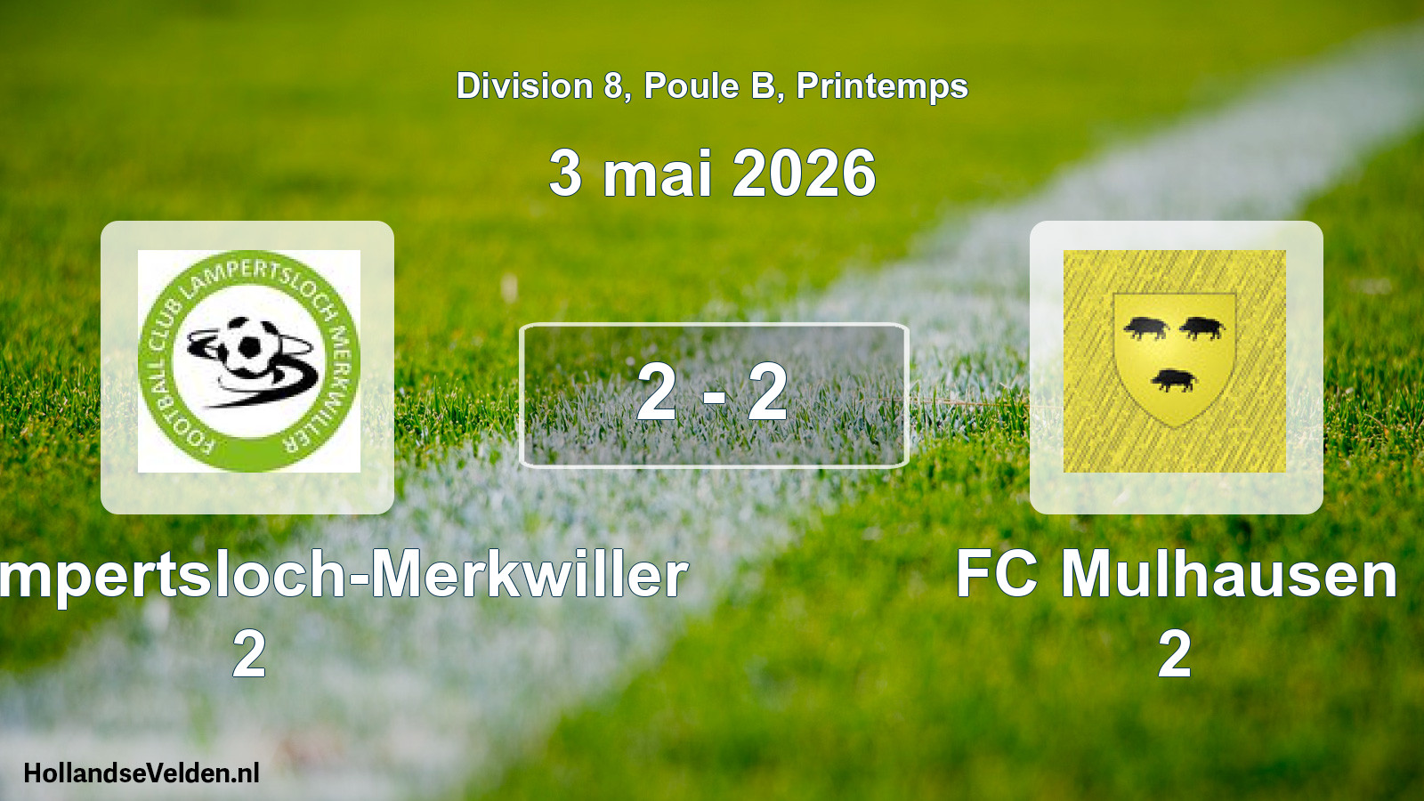 Gespeelde wedstrijd: FC Lampertsloch-Merkwiller 2 - FC Mulhausen 2 2 - 2 (3 mei 2026)