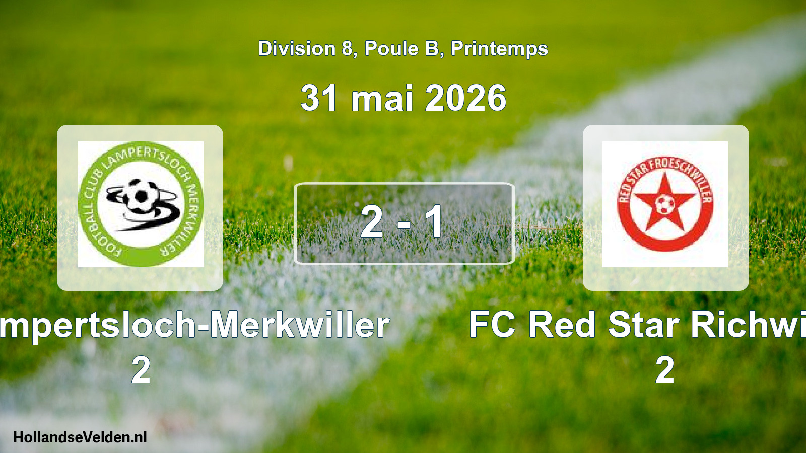 Gespeelde wedstrijd: FC Lampertsloch-Merkwiller 2 - FC Red Star Richwiller 2 2 - 1 (31 mei 2026)