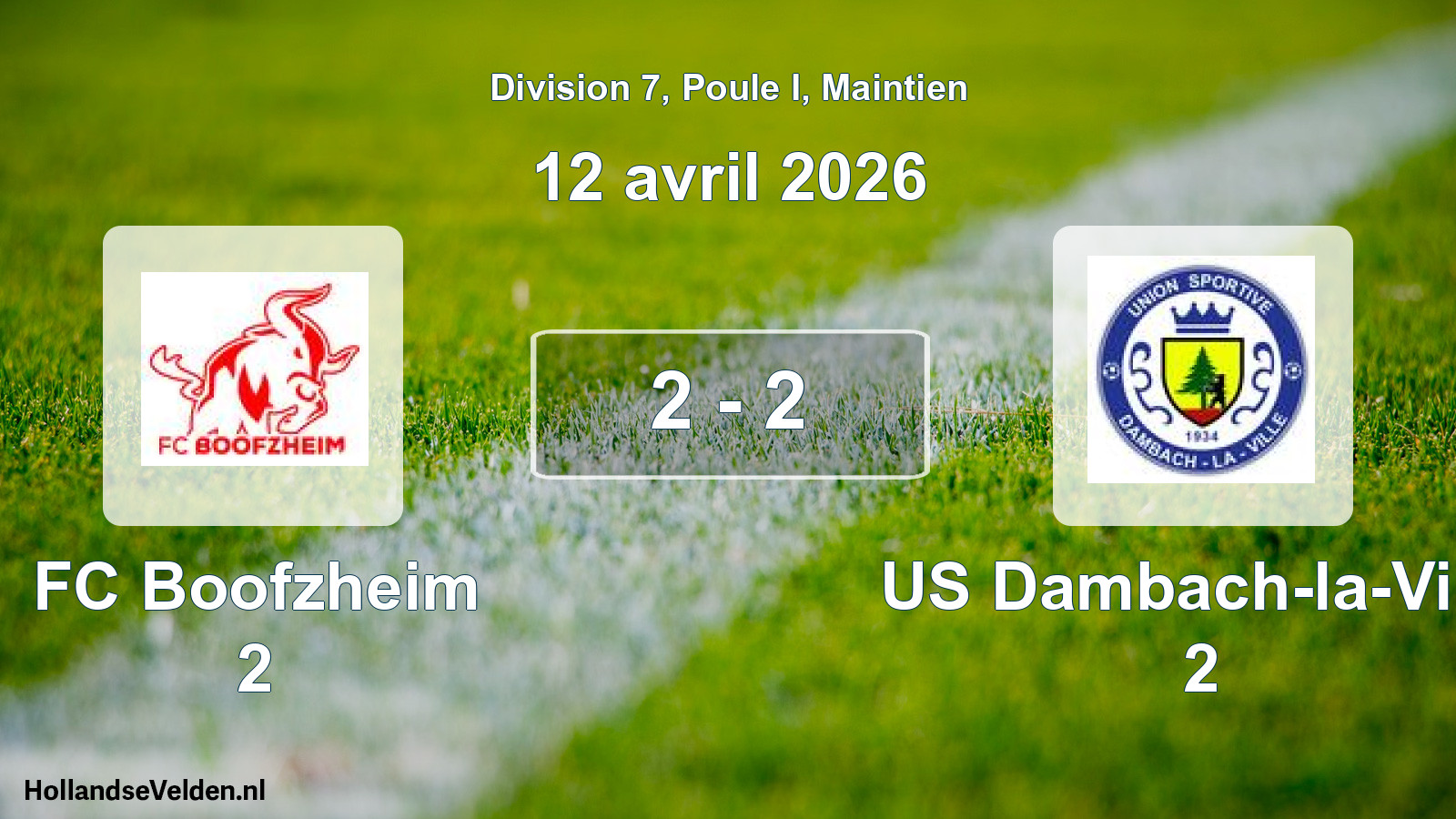Gespeelde wedstrijd: FC Boofzheim 2 - US Dambach-la-Ville 2 2 - 2 (12 april 2026)