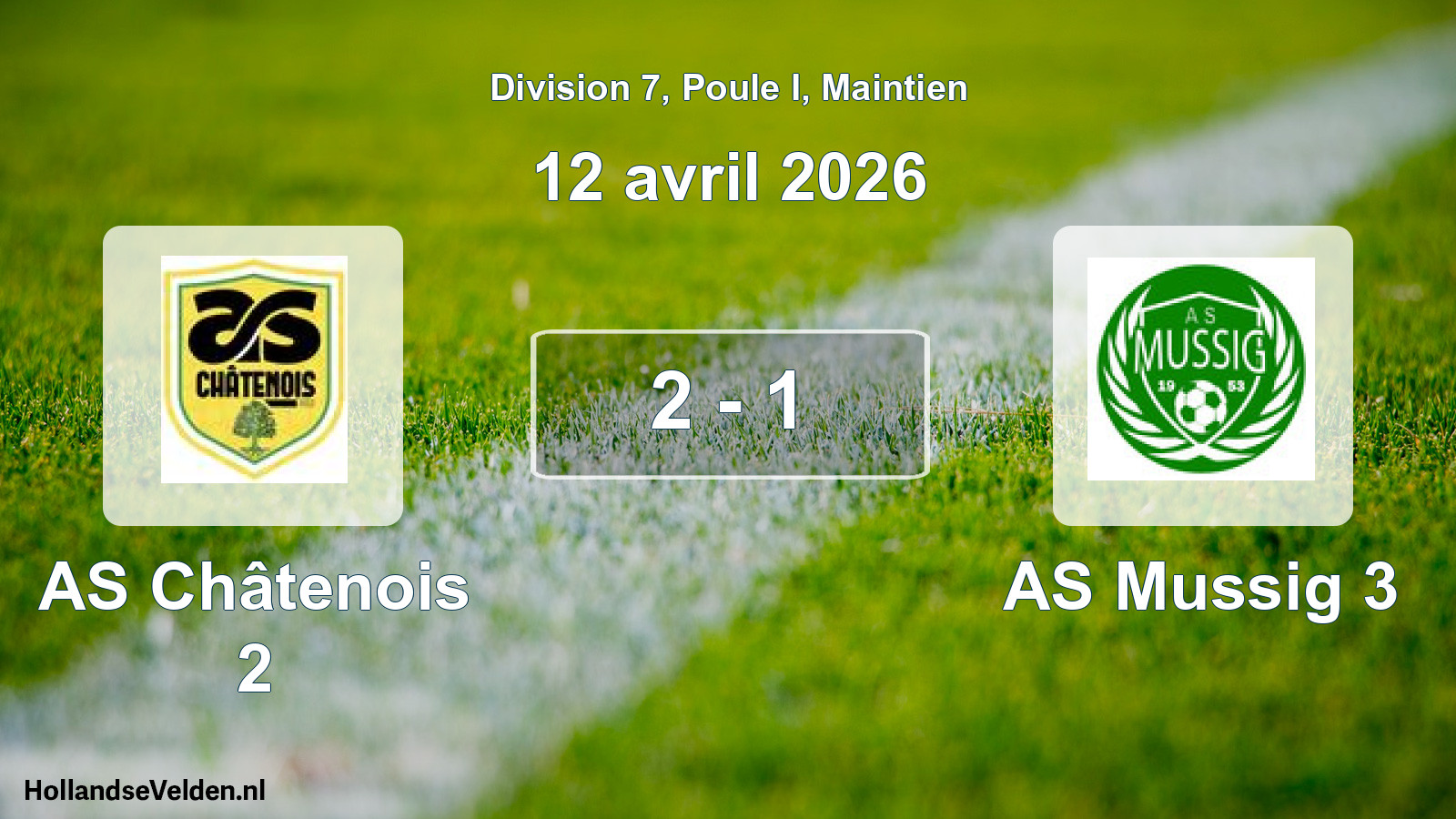 Gespeelde wedstrijd: AS Châtenois 2 - AS Mussig 3 2 - 1 (12 april 2026)