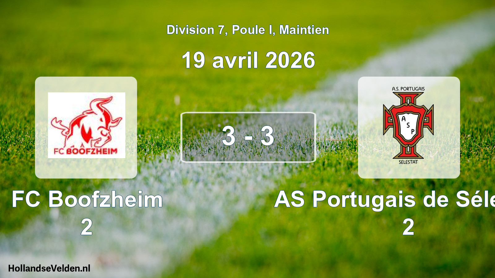 Gespeelde wedstrijd: FC Boofzheim 2 - AS Portugais de Sélestat 2 3 - 3 (19 april 2026)