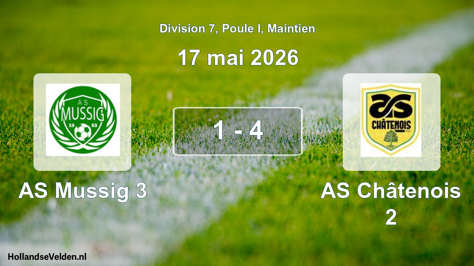 Gespeelde wedstrijd: AS Mussig 3 - AS Châtenois 2 1 - 4 (17 mei 2026)