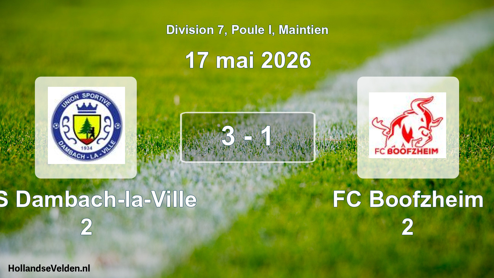 Gespeelde wedstrijd: US Dambach-la-Ville 2 - FC Boofzheim 2 3 - 1 (17 mei 2026)