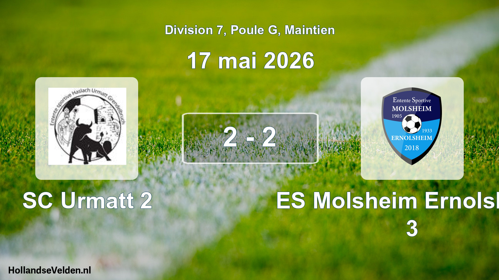 Gespeelde wedstrijd: SC Urmatt 2 - ES Molsheim Ernolsheim 3 2 - 2 (17 mei 2026)