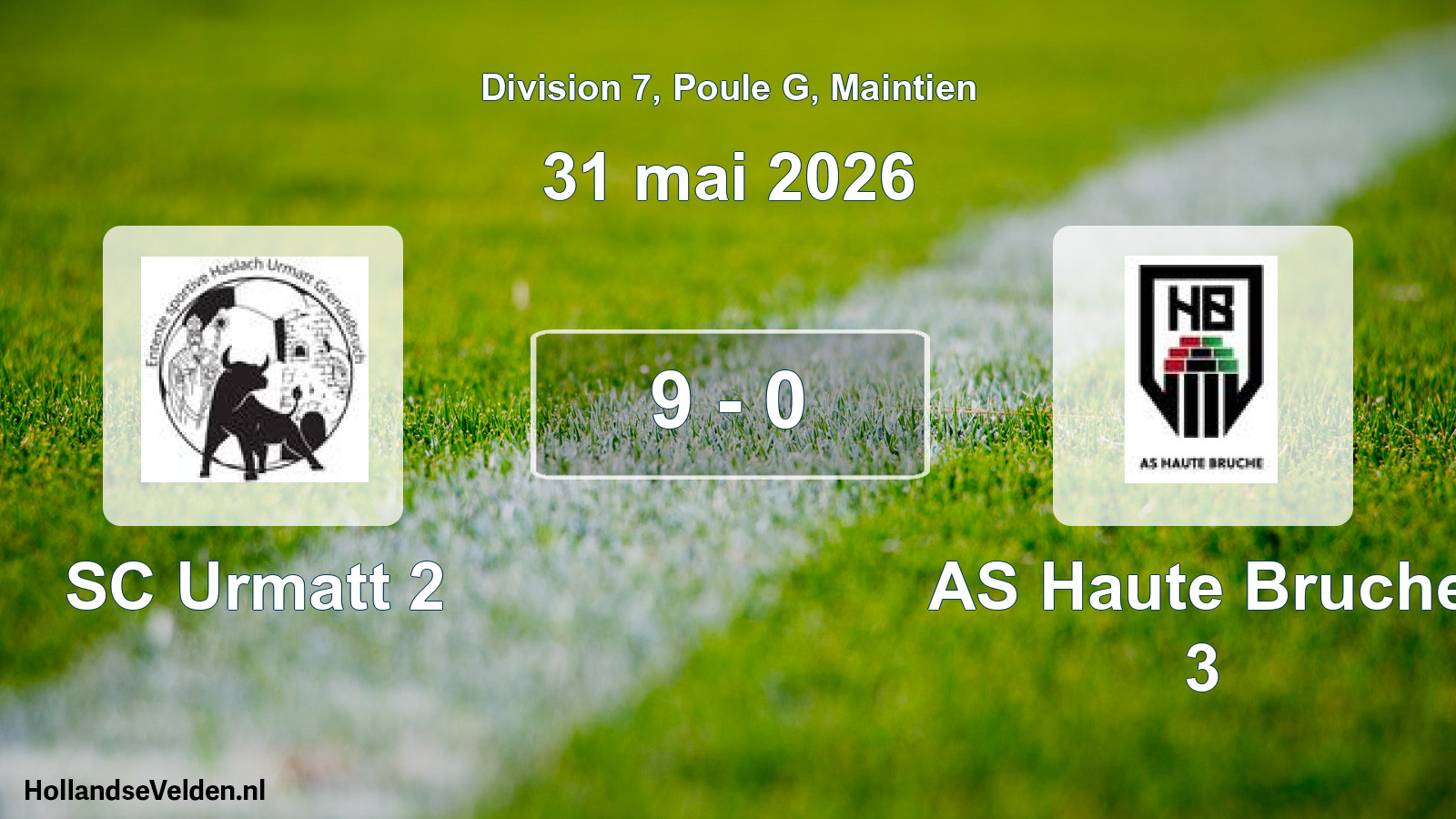 Gespeelde wedstrijd: SC Urmatt 2 - AS Haute Bruche 3 9 - 0 (31 mei 2026)