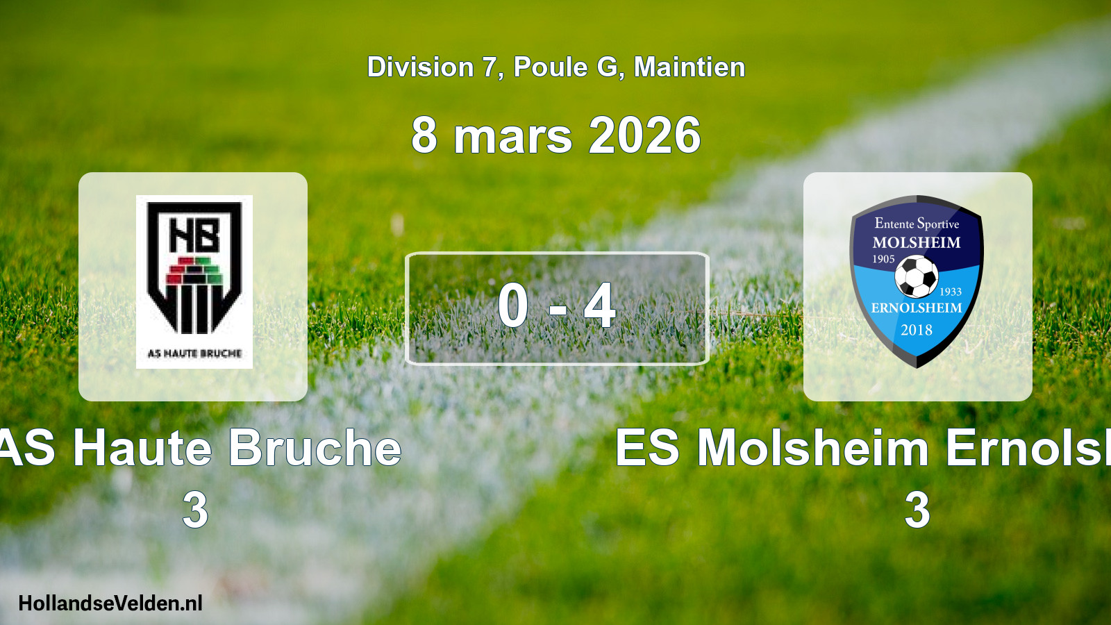 Gespeelde wedstrijd: AS Haute Bruche 3 - ES Molsheim Ernolsheim 3 0 - 4 (8 maart 2026)