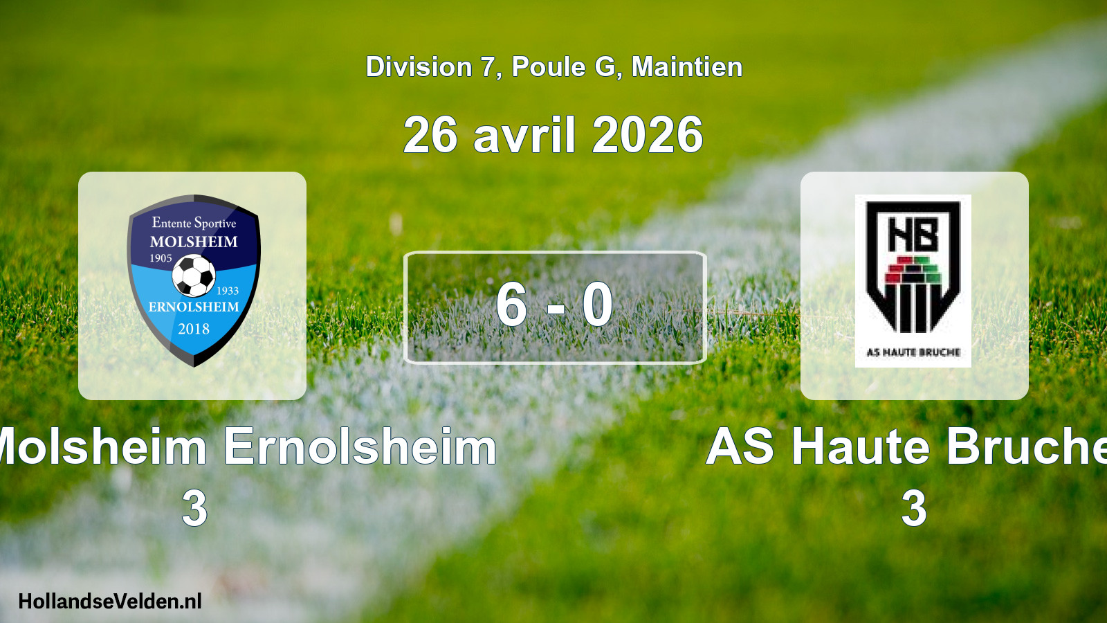 Gespeelde wedstrijd: ES Molsheim Ernolsheim 3 - AS Haute Bruche 3 6 - 0 (26 april 2026)