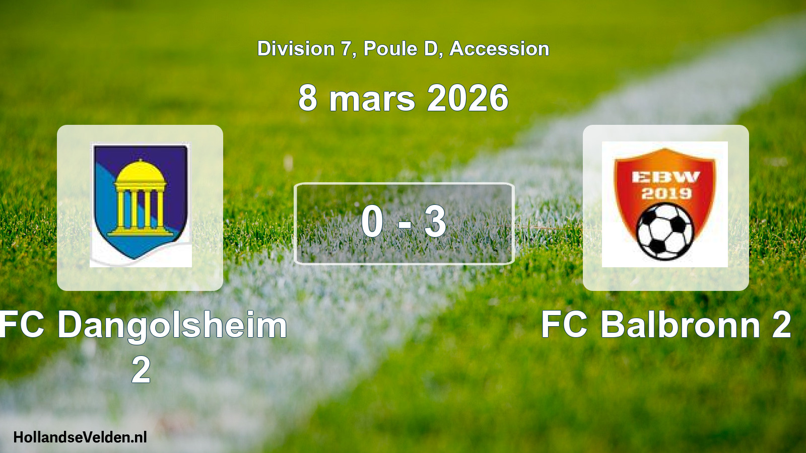 Gespeelde wedstrijd: FC Dangolsheim 2 - FC Balbronn 2 0 - 3 (8 maart 2026)