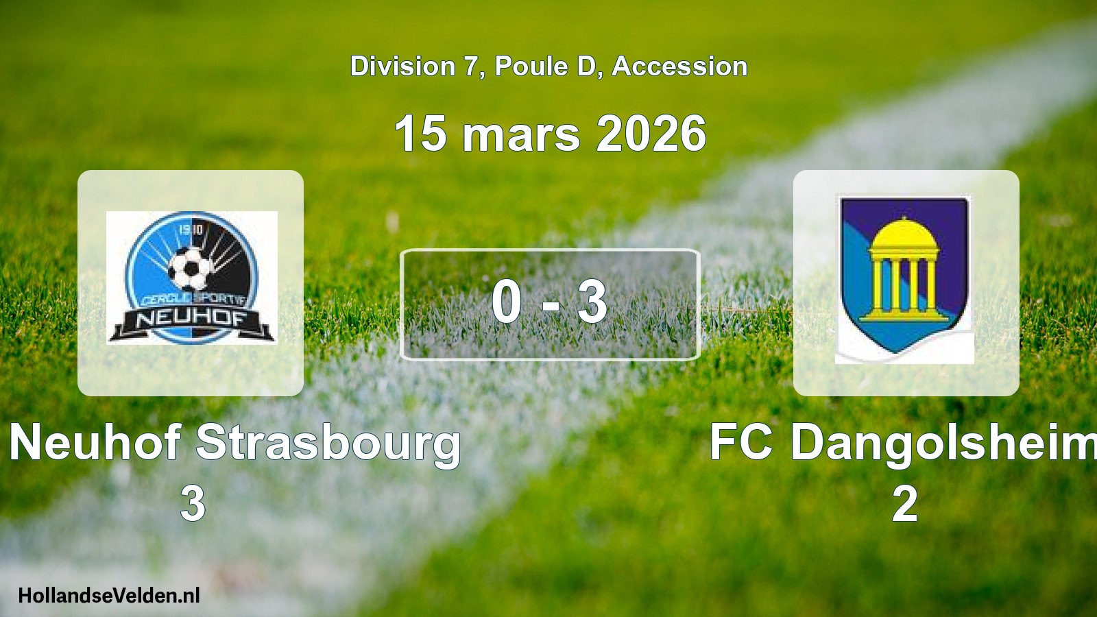 Gespeelde wedstrijd: CS Neuhof Strasbourg 3 - FC Dangolsheim 2 0 - 3 (15 maart 2026)
