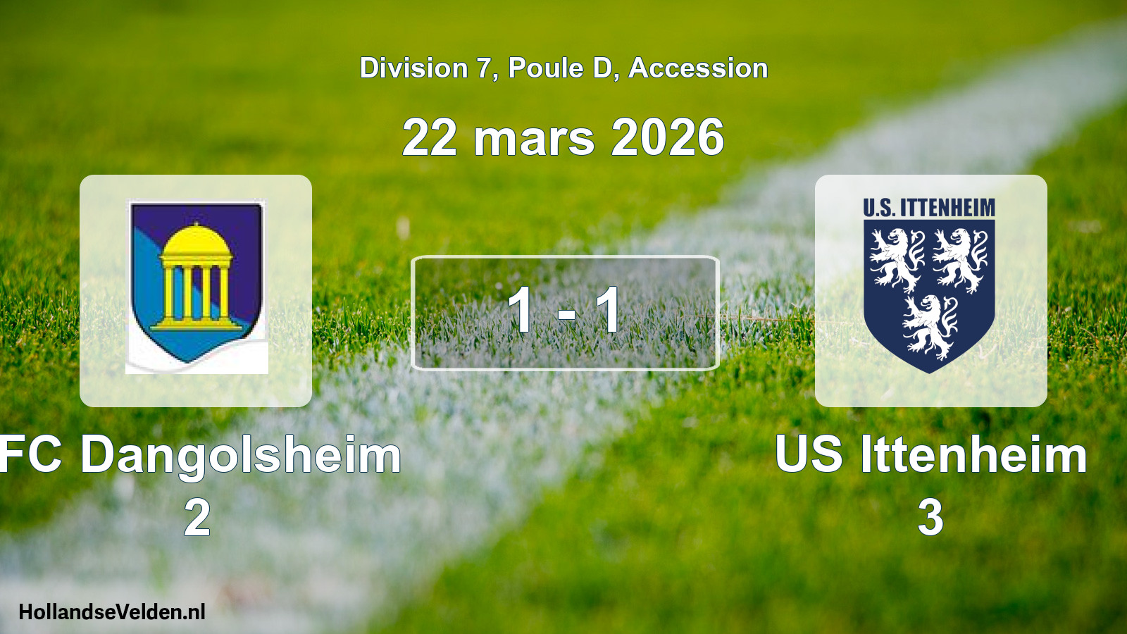 Gespeelde wedstrijd: FC Dangolsheim 2 - US Ittenheim 3 1 - 1 (22 maart 2026)