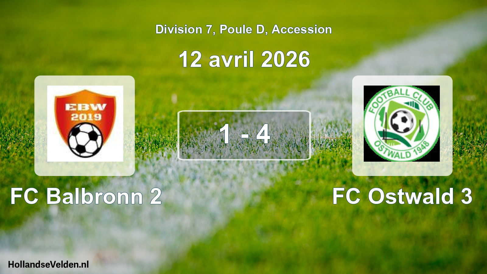 Gespeelde wedstrijd: FC Balbronn 2 - FC Ostwald 3 1 - 4 (12 april 2026)