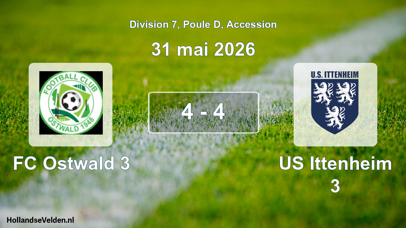 Gespeelde wedstrijd: FC Ostwald 3 - US Ittenheim 3 4 - 4 (31 mei 2026)
