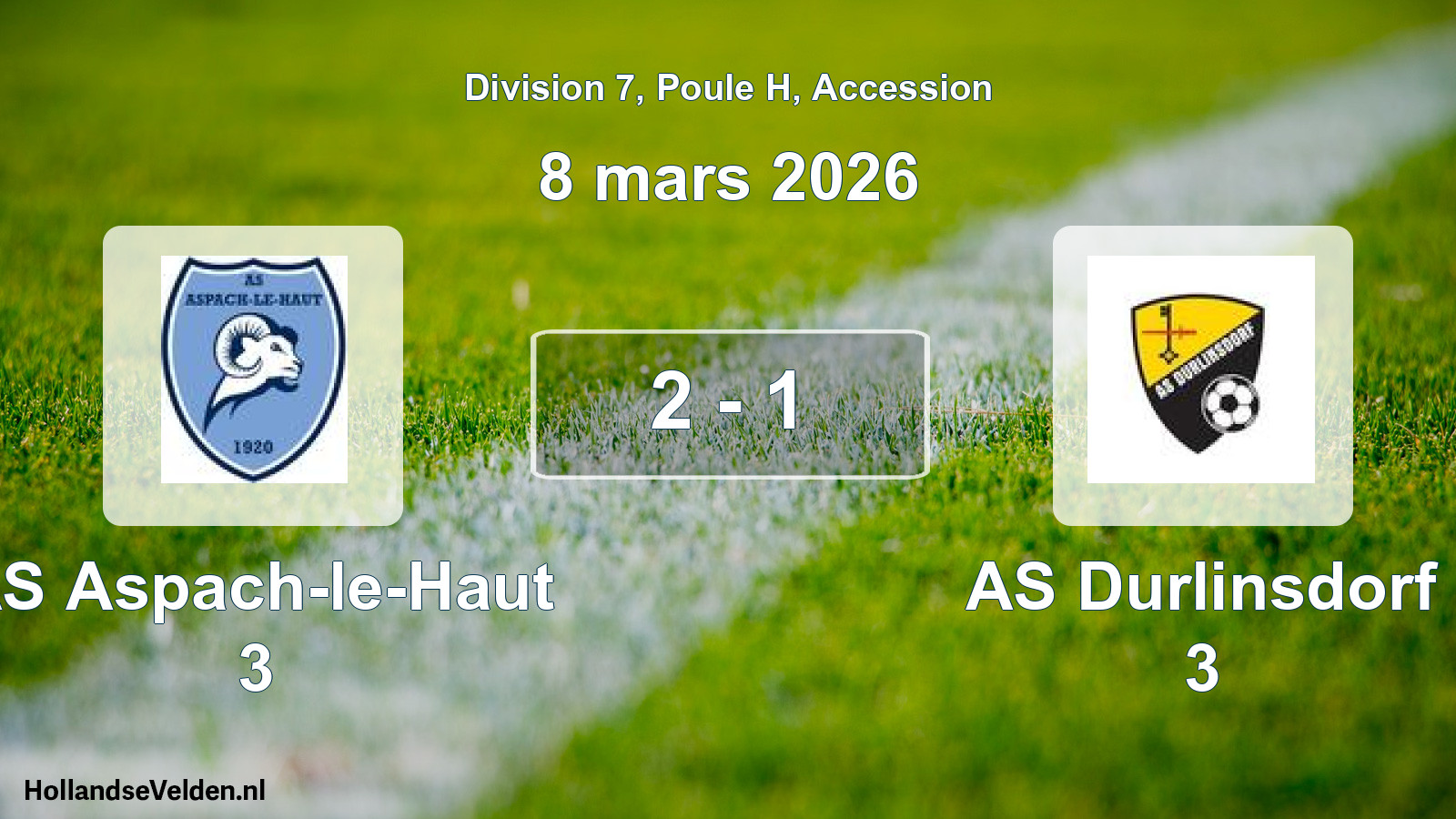 Gespeelde wedstrijd: AS Aspach-le-Haut 3 - AS Durlinsdorf 3 2 - 1 (8 maart 2026)
